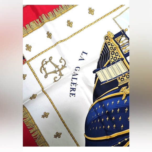 Hermes Red and Gold Carriage Scarf - Picture 7 of 12